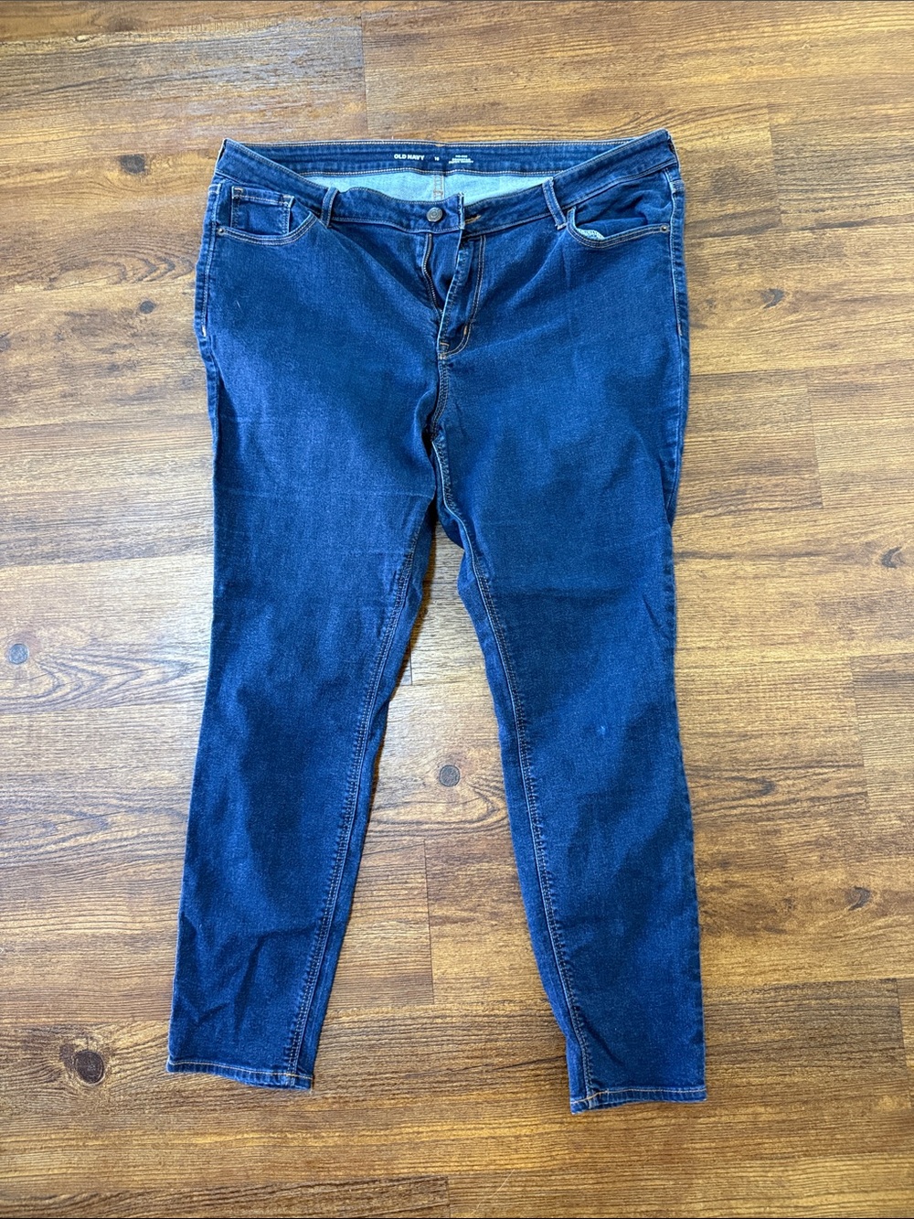 Old Navy Women's Dark Blue Rockstar Super Skinny Jeans 16 Regular Mid-Rise